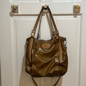 Tod’s Waxed Canvas Tote Bag Light brown Bronze color, Very Good condition